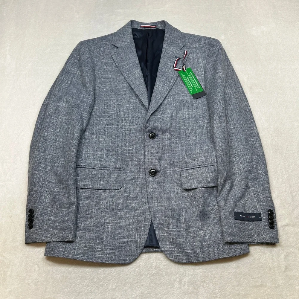 Tommy Hilfiger Modern-Fit‎ Sport Coat Mens 36S 36 Blue Solid $295 NEW